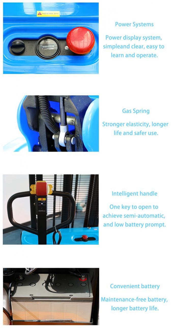 อัจฉริยะ Semi Electric Stacker ความจุ 1.5 ตัน อิเล็กทริก Walkie Pallet Stacker แบตเตอรี่ทํางาน pallet stacker 1