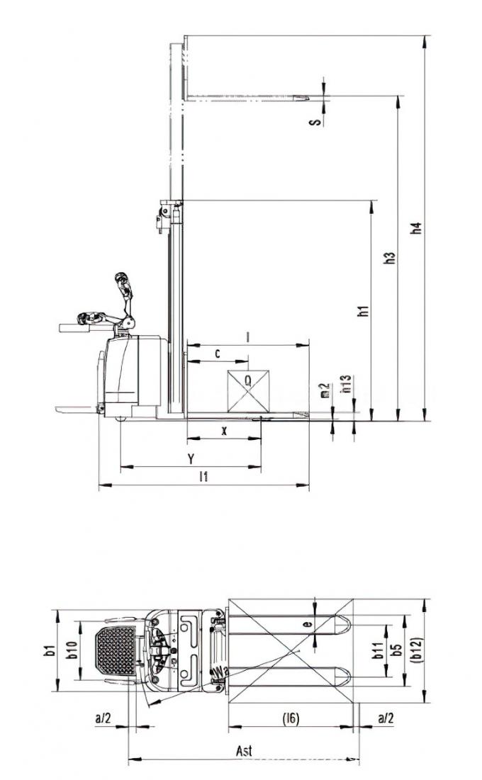 พลังงาน Walkie Stacker Pallet Jack รถบรรทุก 3000 ปอนด์ ความจุยืนบนรถยกไฮดรอลิกไฟฟ้า 6