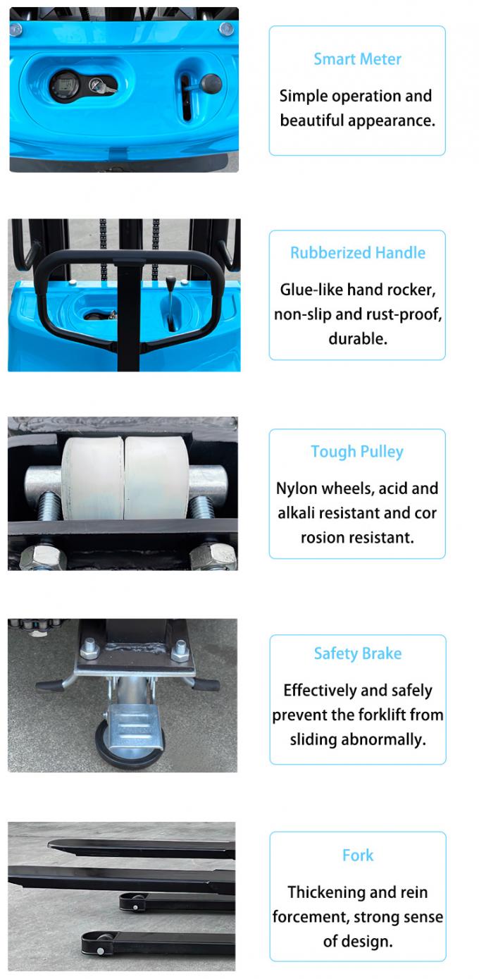 เดินไปข้างหลัง Semi Electric Pallet Stacker แจ็ค 1t อัตโนมัติ 1